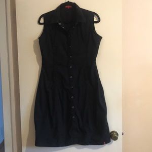 Black Stretchy Shirt Dress L
